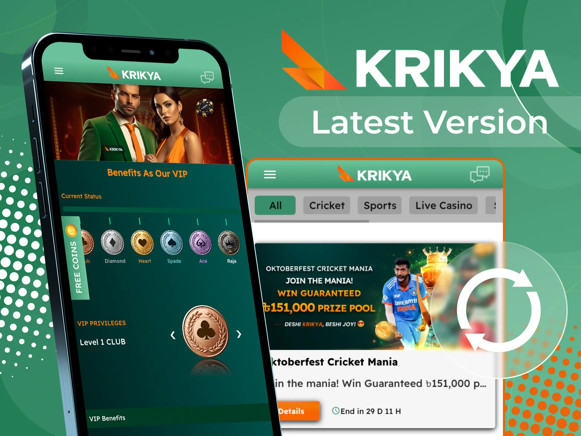 The new version of the Krikya online casino app has many new benefits.
