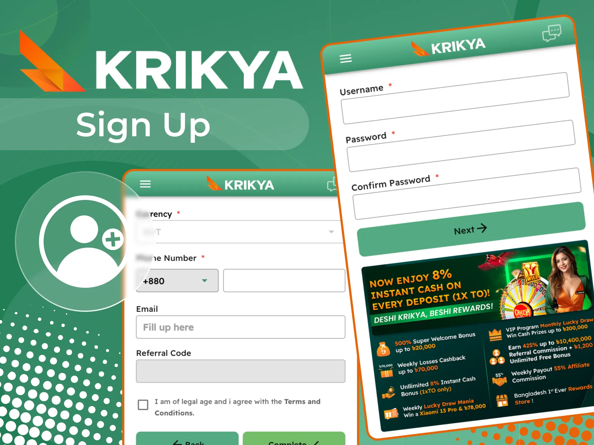 Register at Krikya online casino to gain access to all games.