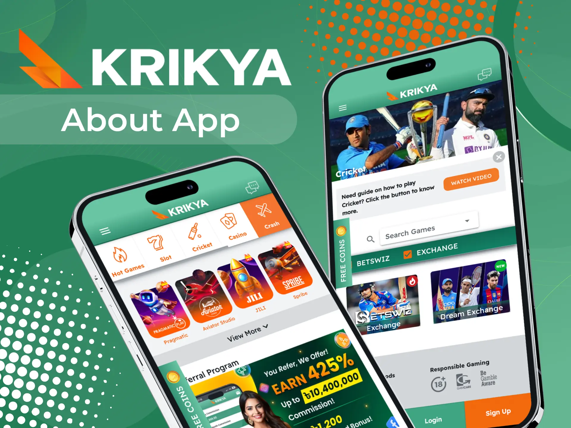 The Krikya online casino app has a user-friendly interface.