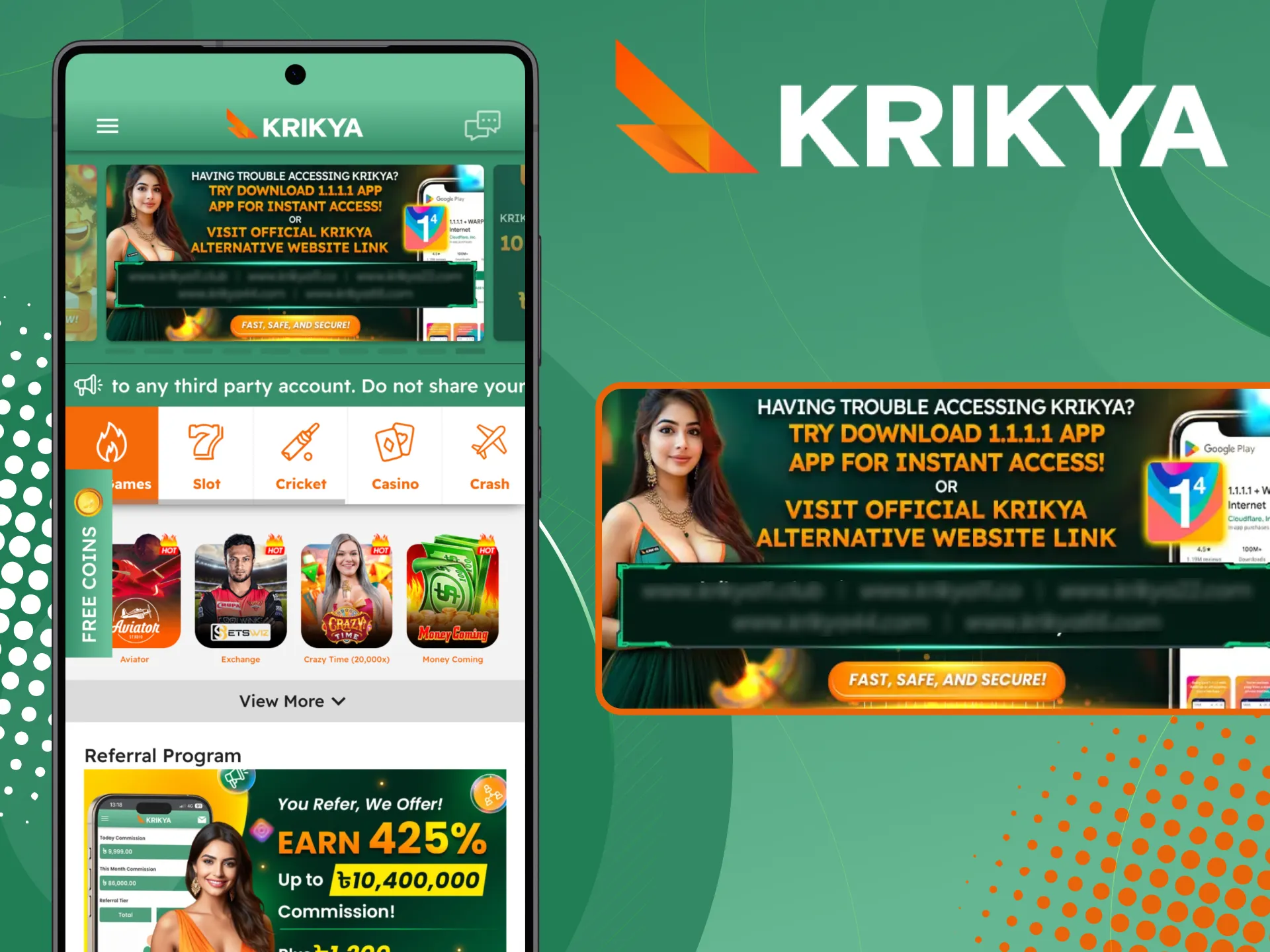 Play Krikya from your iOS or Android mobile device.