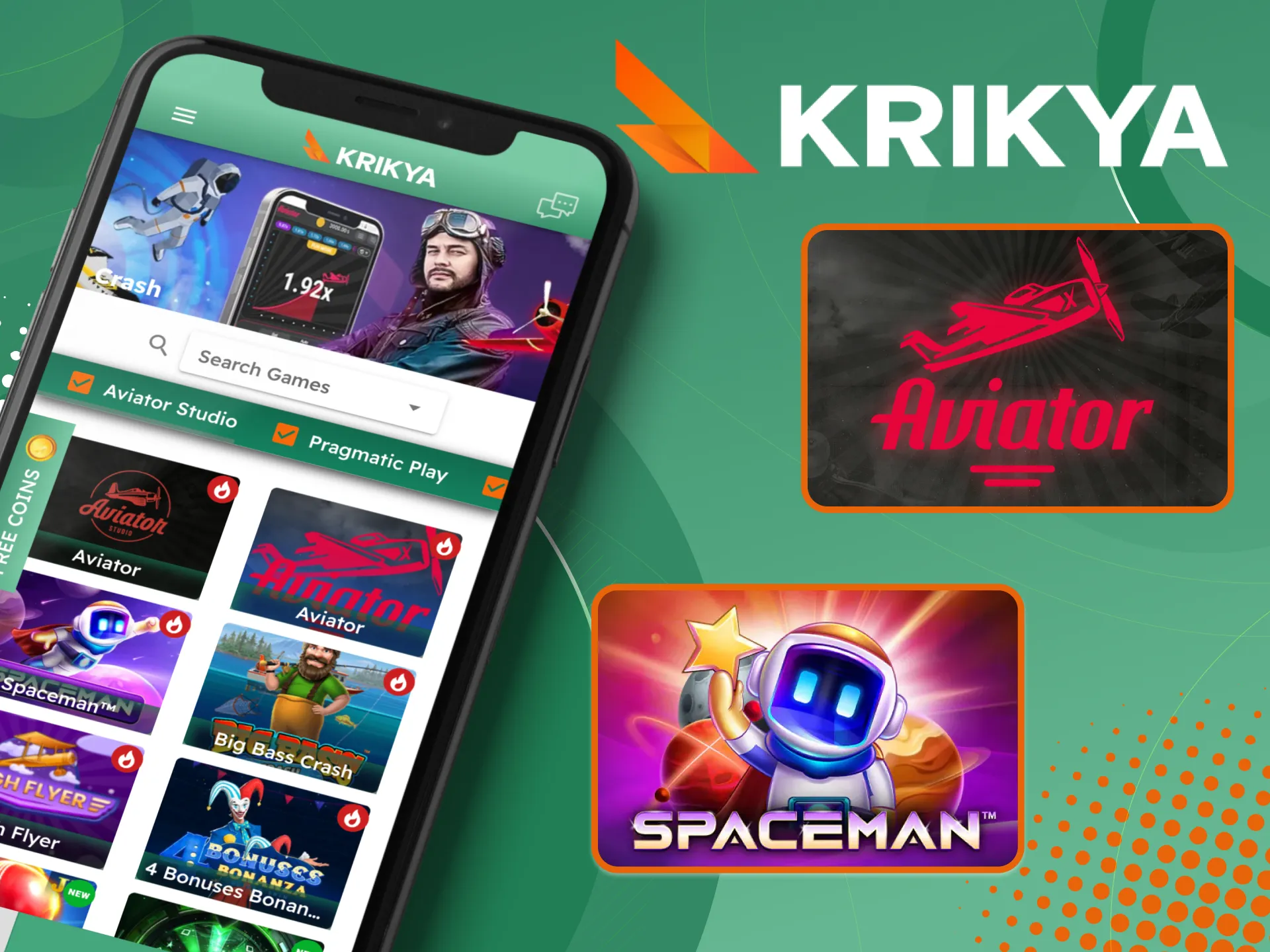 Win crash games on Krikya.