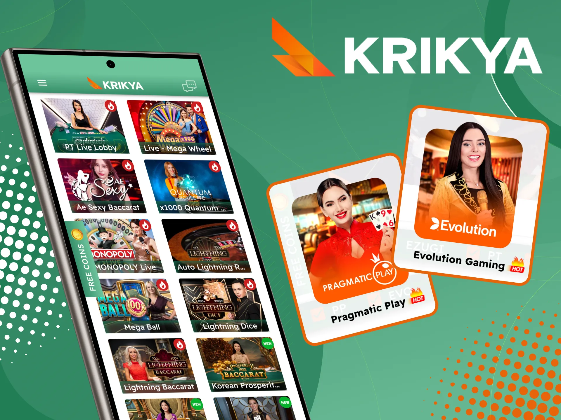 Krikya Casino uses only proven and reliable providers.