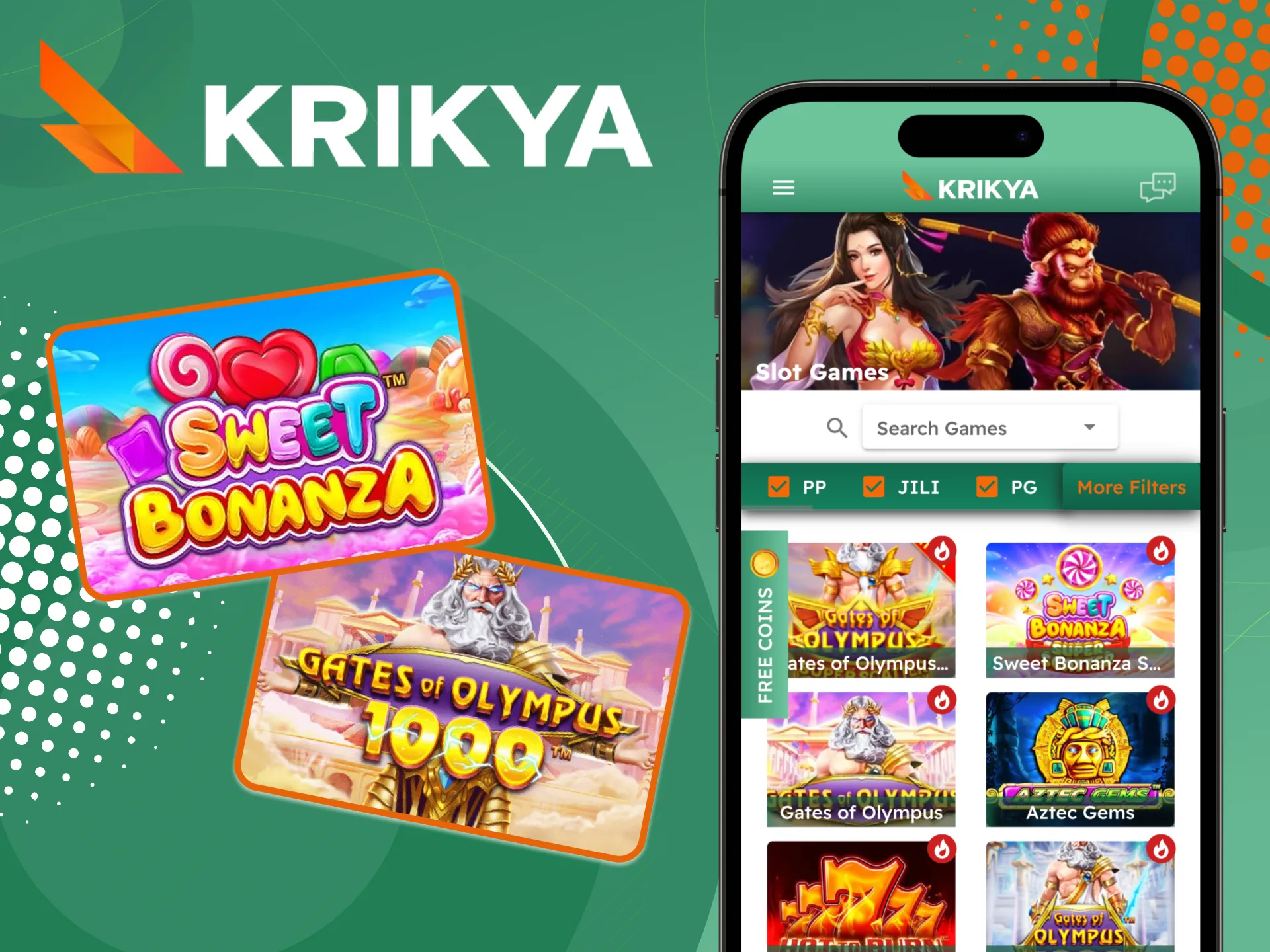 Spin online slots and win with Krikya.