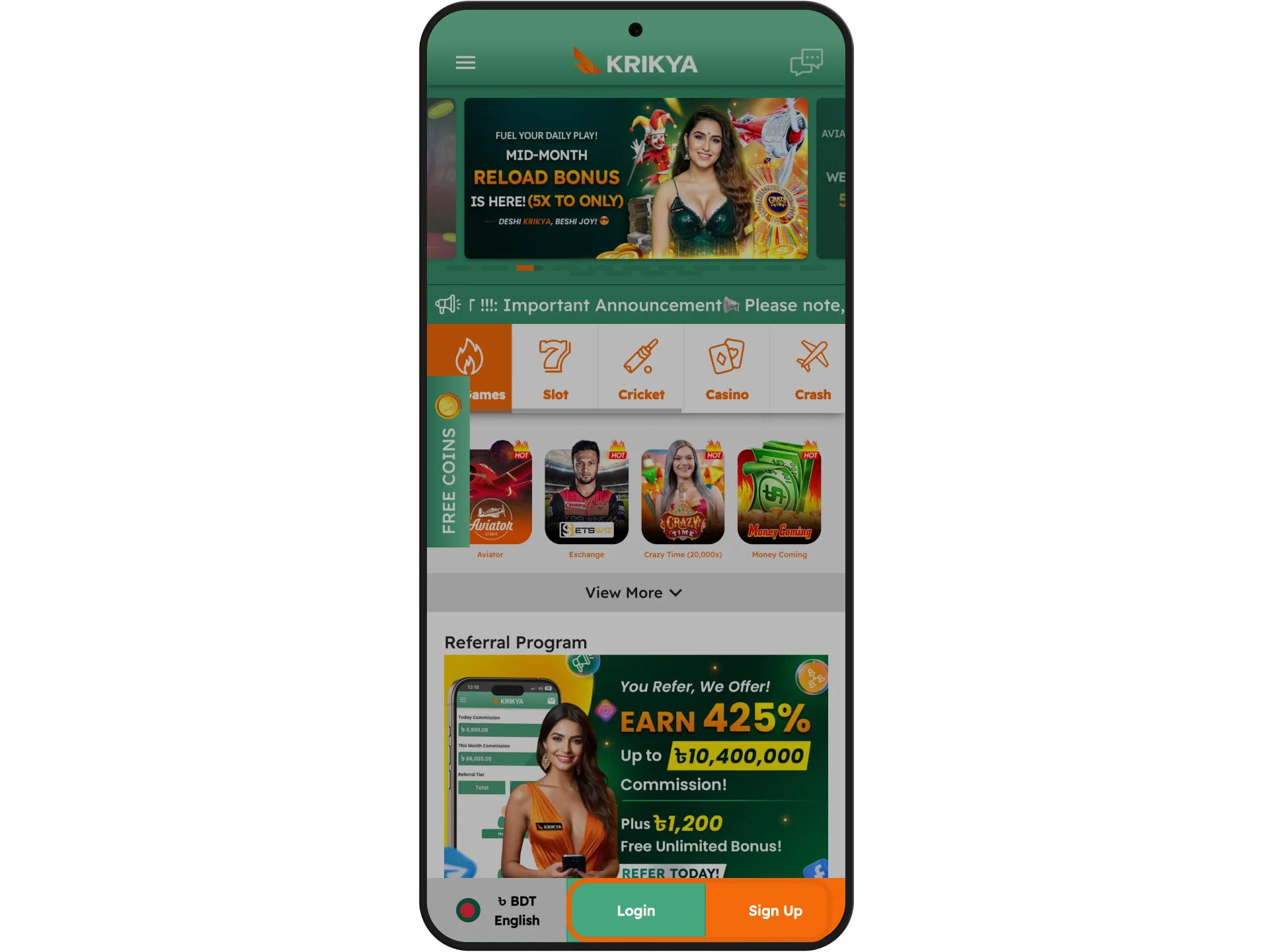 Join Krikya, register your account, and start playing today.