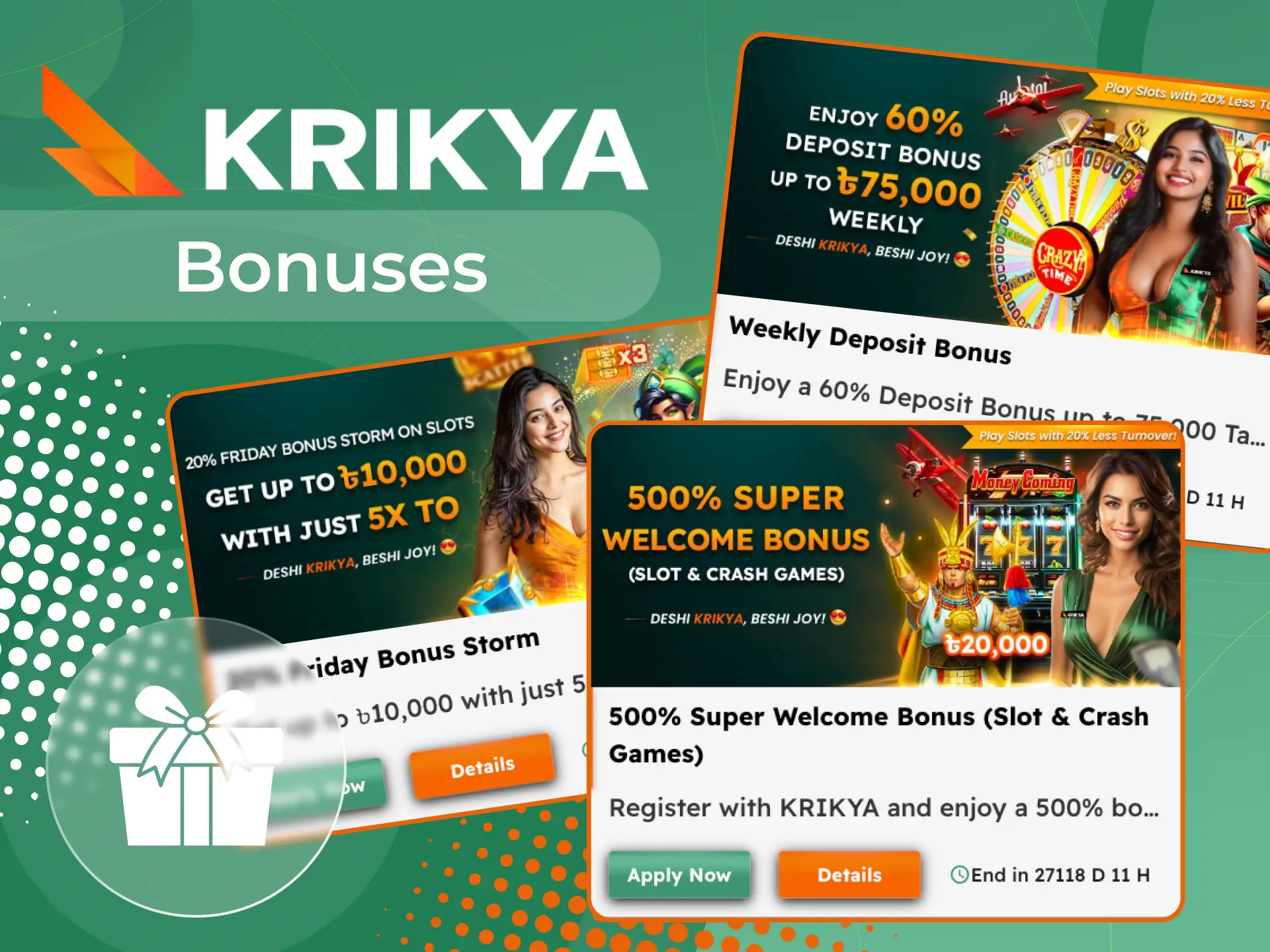 Use bonuses to play The Dog House Megaways at Krikya online casino.