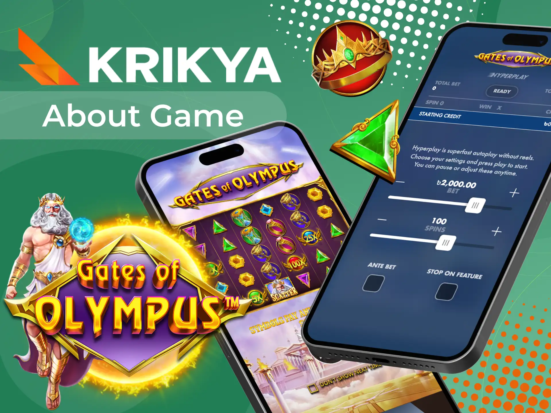 Play the popular Gates of Olympus slot at Krikya online casino.