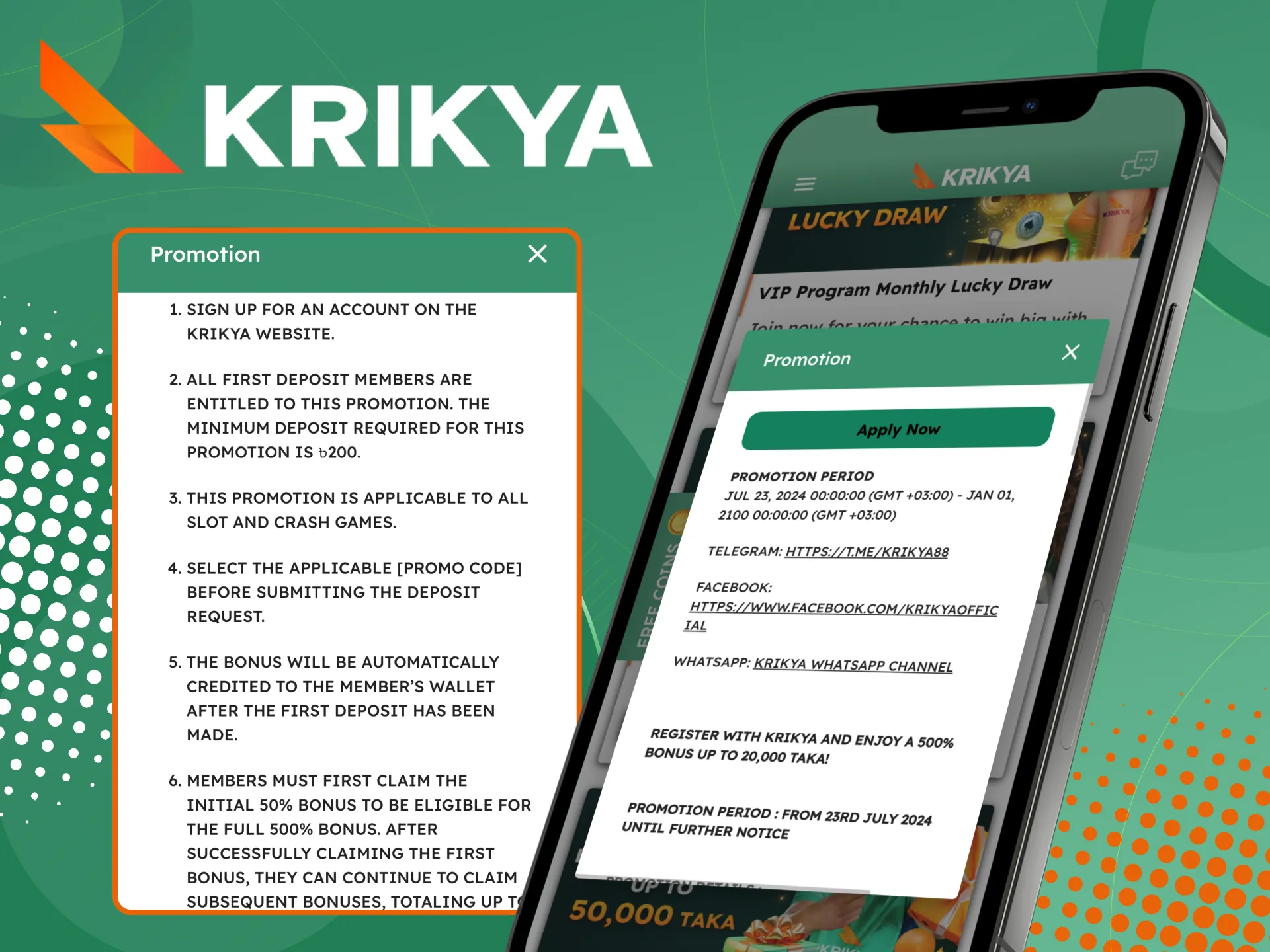 Read promo terms carefully on Krikya.