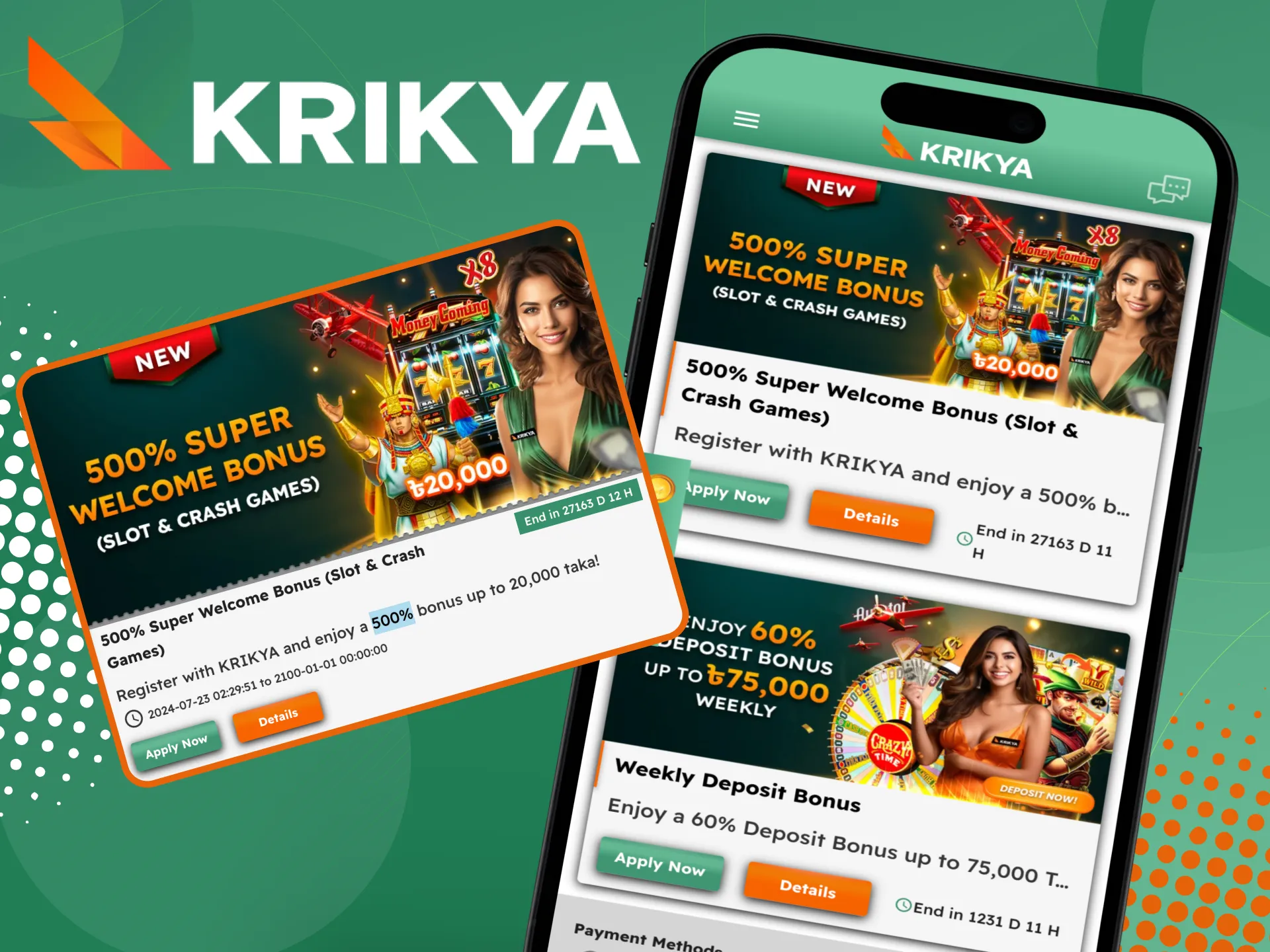 Claim your welcome promo offer Krikya.