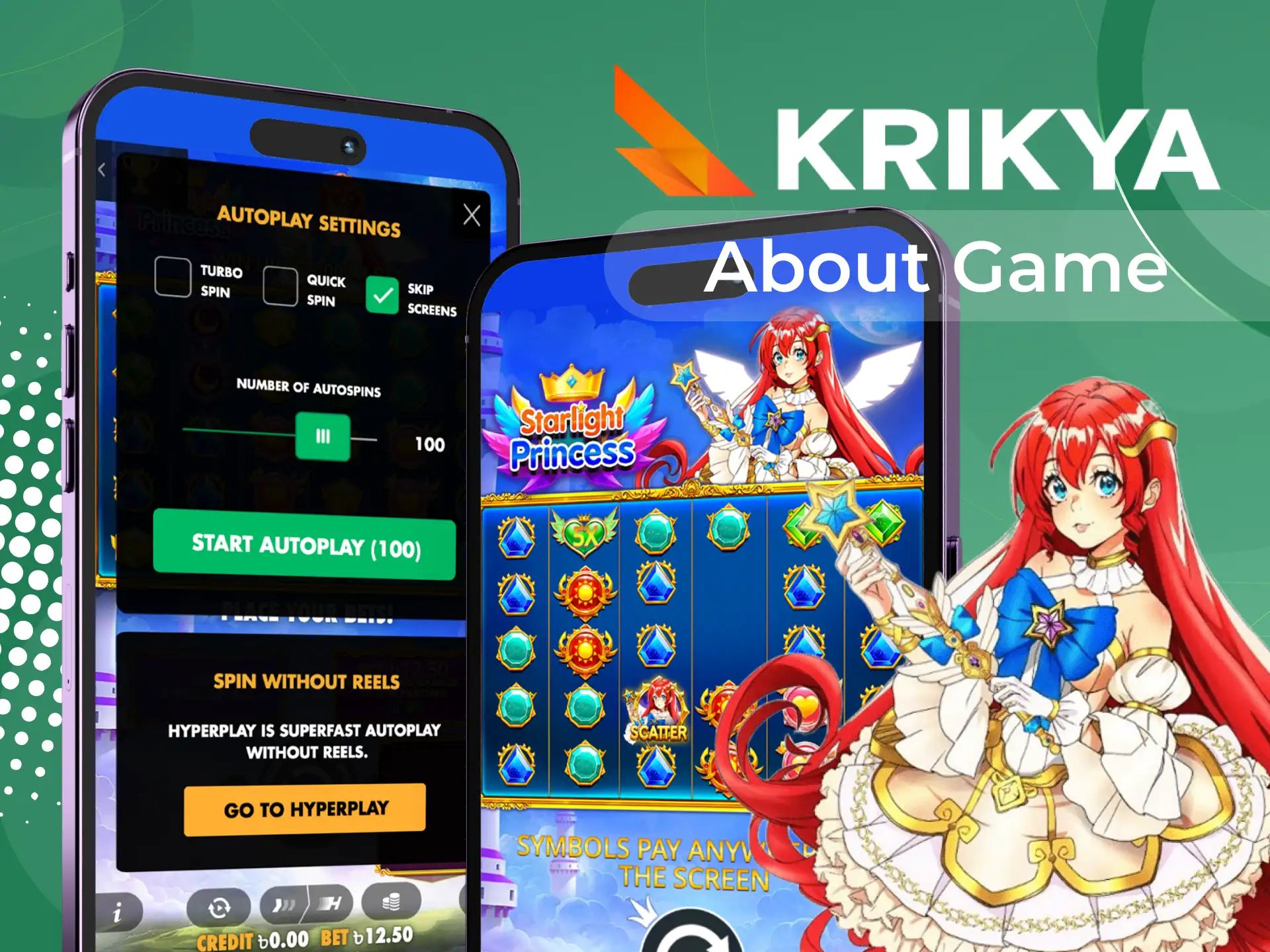 The Starlight Princess slot game at Krikya online casino has a high RTP.