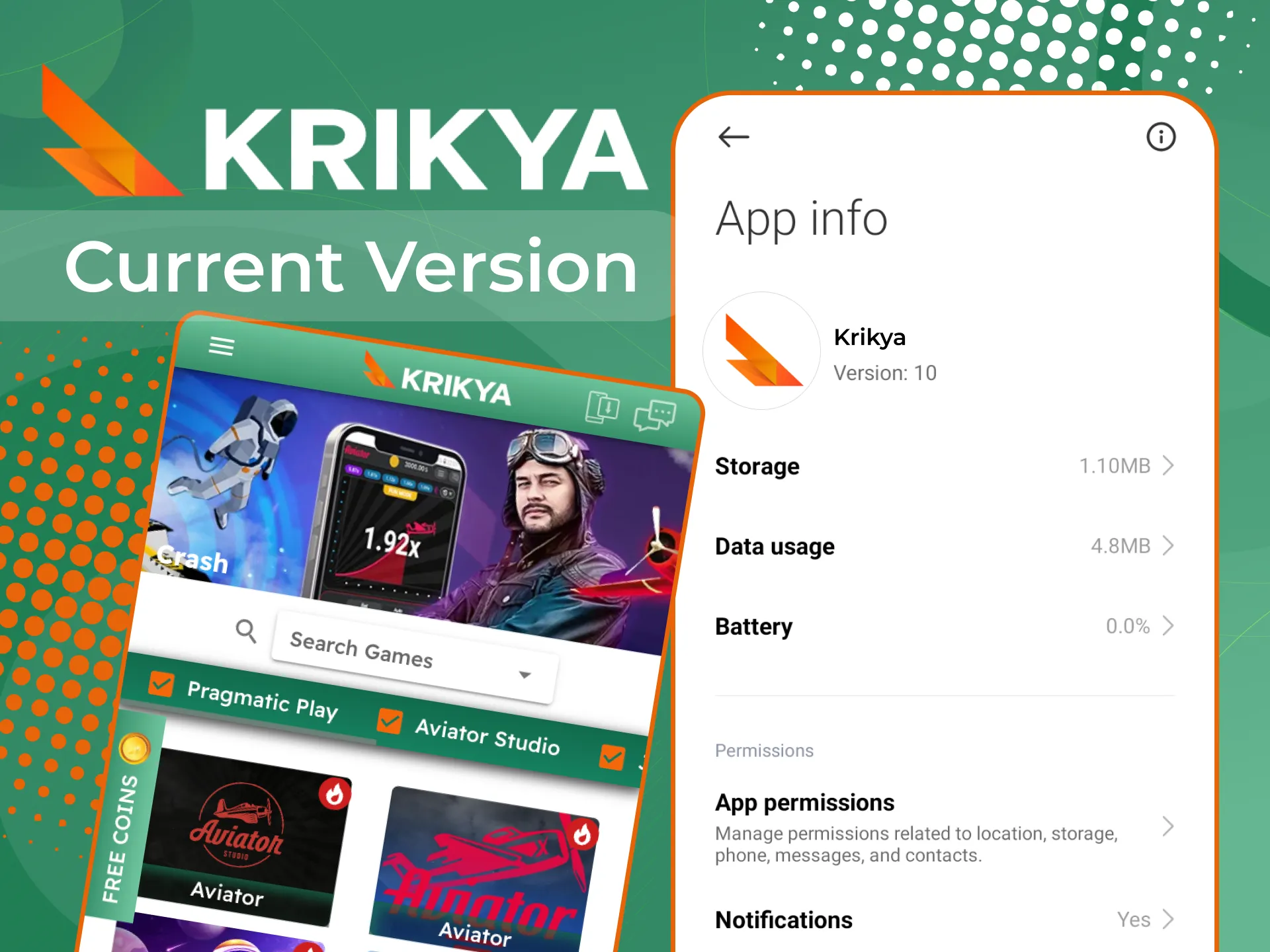 Check the current version of the Krikya online casino app and find out if you need to update it.